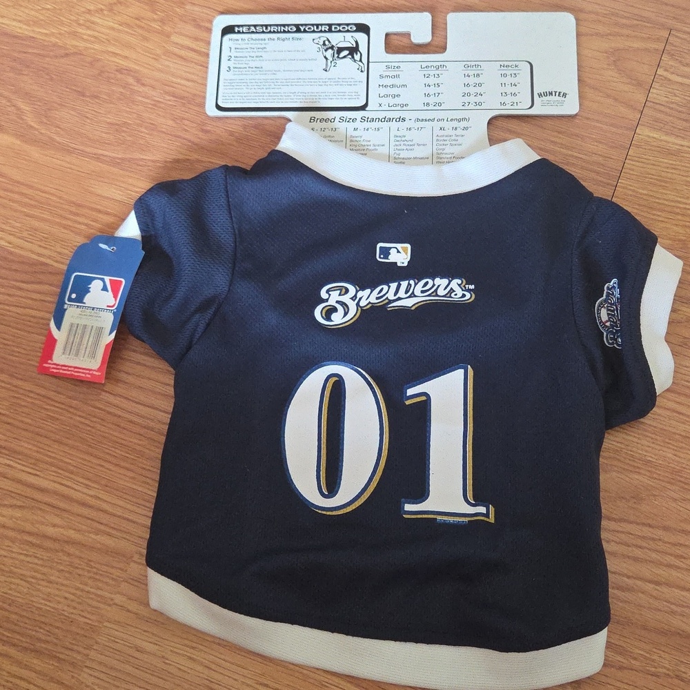 MLB Milwaukee Brewers Dog Jersey Sz Small Baseball Navy Pet Gear NWT
